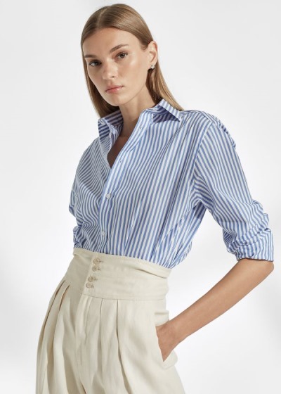 Women's Ralph Lauren Adrien Striped Cotton Shirts | 124593EYX